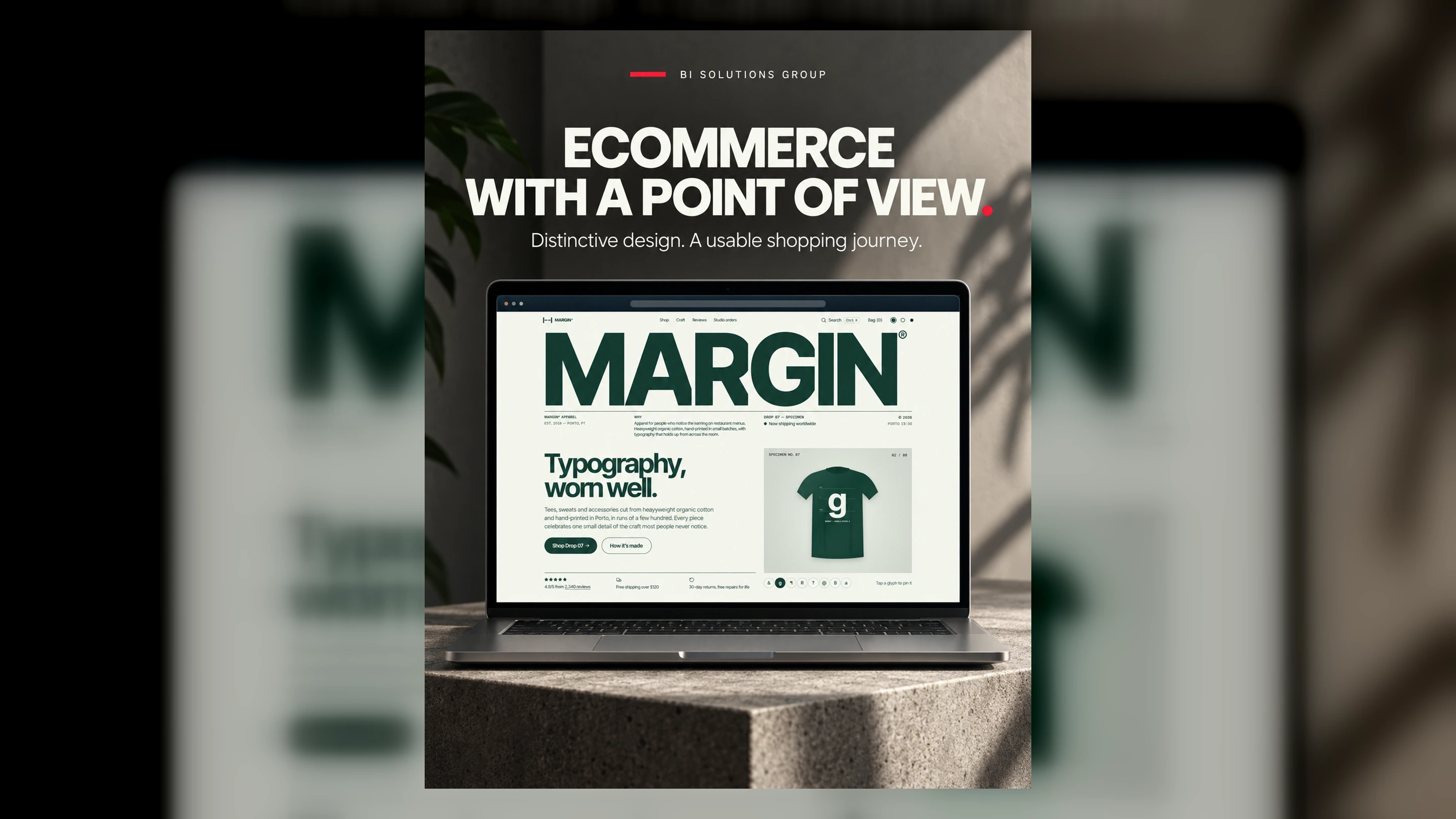 MARGIN apparel ecommerce concept presented in a high-resolution browser frame